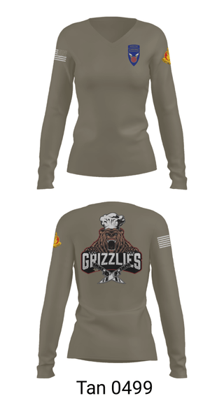 Women's Long Sleeve Vneck Shirt, , Army, Teamtime, Team time, sublimation, custom sports apparel, team uniforms, spirit wear, spiritwear, sports uniforms, custom shirts, team store, custom team store, fundraiser sports, apparel fundraiser