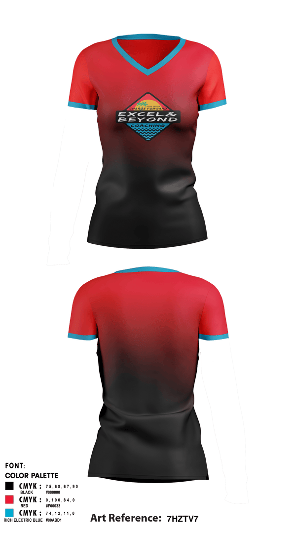 Women's Short Sleeve Vneck Shirt, Excel & Beyond Coaching, Cycling, Teamtime, Team time, sublimation, custom sports apparel, team uniforms, spirit wear, spiritwear, sports uniforms, custom shirts, team store, custom team store, fundraiser sports, apparel fundraiser