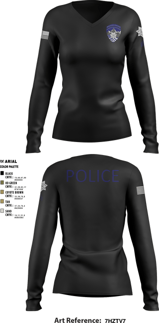 Women's Long Sleeve Vneck Shirt, Willits Little Lake JRTF, Police, Teamtime, Team time, sublimation, custom sports apparel, team uniforms, spirit wear, spiritwear, sports uniforms, custom shirts, team store, custom team store, fundraiser sports, apparel fundraiser