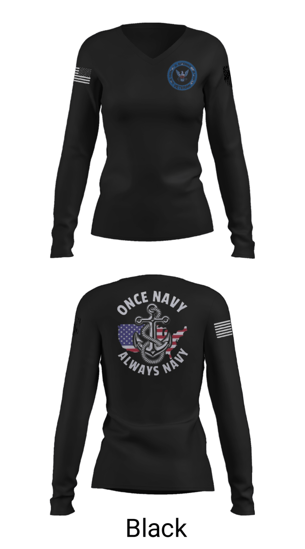 Women's Long Sleeve Vneck Shirt, , Navy, Teamtime, Team time, sublimation, custom sports apparel, team uniforms, spirit wear, spiritwear, sports uniforms, custom shirts, team store, custom team store, fundraiser sports, apparel fundraiser