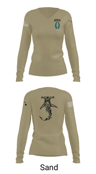 Women's Long Sleeve Vneck Shirt, , Army, Teamtime, Team time, sublimation, custom sports apparel, team uniforms, spirit wear, spiritwear, sports uniforms, custom shirts, team store, custom team store, fundraiser sports, apparel fundraiser