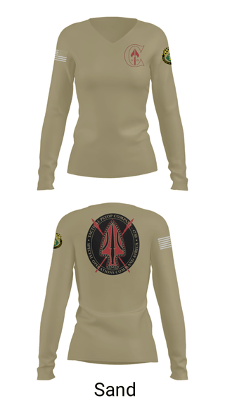 Women's Long Sleeve Vneck Shirt, , Army, Teamtime, Team time, sublimation, custom sports apparel, team uniforms, spirit wear, spiritwear, sports uniforms, custom shirts, team store, custom team store, fundraiser sports, apparel fundraiser
