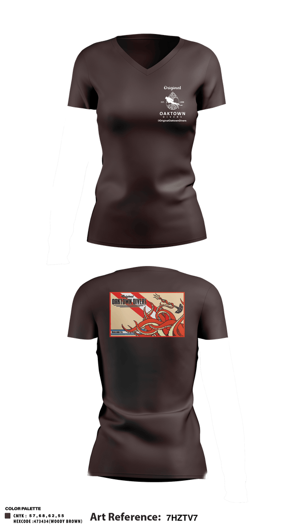 Women's Short Sleeve Vneck Shirt, Original Oaktown Divers, , Teamtime, Team time, sublimation, custom sports apparel, team uniforms, spirit wear, spiritwear, sports uniforms, custom shirts, team store, custom team store, fundraiser sports, apparel fundraiser