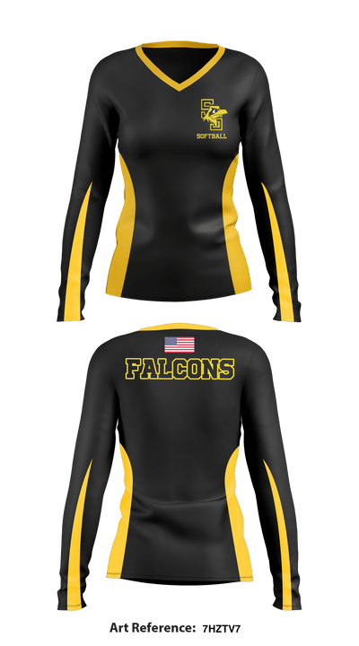 Falcons 33991441 Women's Long Sleeve V-neck Shirt - 2