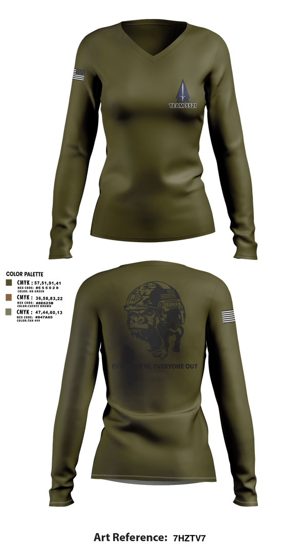Women's Long Sleeve Vneck Shirt, 3rd SFAB, Army, Teamtime, Team time, sublimation, custom sports apparel, team uniforms, spirit wear, spiritwear, sports uniforms, custom shirts, team store, custom team store, fundraiser sports, apparel fundraiser
