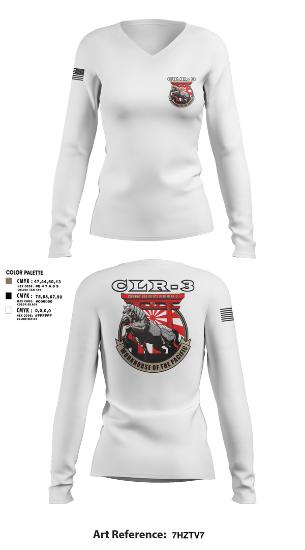 Women's Long Sleeve Vneck Shirt, CLR-3, Marines, Teamtime, Team time, sublimation, custom sports apparel, team uniforms, spirit wear, spiritwear, sports uniforms, custom shirts, team store, custom team store, fundraiser sports, apparel fundraiser