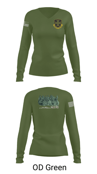 Women's Long Sleeve Vneck Shirt, , Army, Teamtime, Team time, sublimation, custom sports apparel, team uniforms, spirit wear, spiritwear, sports uniforms, custom shirts, team store, custom team store, fundraiser sports, apparel fundraiser