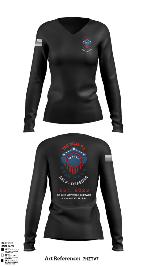 Women's Long Sleeve Vneck Shirt, Tactical 9.1 Krav Maga Self Defense, Wrestling, Teamtime, Team time, sublimation, custom sports apparel, team uniforms, spirit wear, spiritwear, sports uniforms, custom shirts, team store, custom team store, fundraiser sports, apparel fundraiser