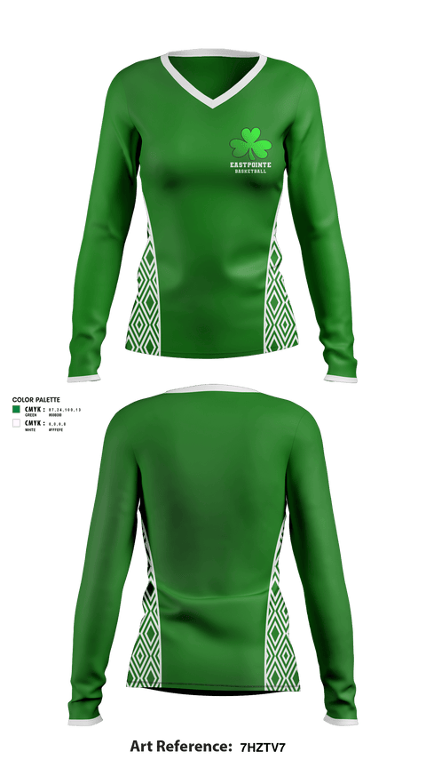 Women's Long Sleeve Vneck Shirt, Eastpointe High School Basketball, Women's Basketball, Teamtime, Team time, sublimation, custom sports apparel, team uniforms, spirit wear, spiritwear, sports uniforms, custom shirts, team store, custom team store, fundraiser sports, apparel fundraiser
