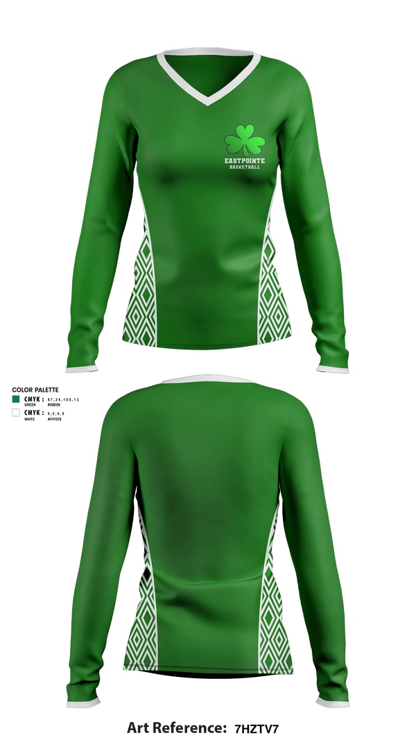 Women's Long Sleeve Vneck Shirt, Eastpointe High School Basketball, Women's Basketball, Teamtime, Team time, sublimation, custom sports apparel, team uniforms, spirit wear, spiritwear, sports uniforms, custom shirts, team store, custom team store, fundraiser sports, apparel fundraiser
