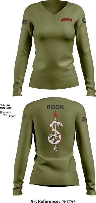 Women's Long Sleeve Vneck Shirt, , Army, Teamtime, Team time, sublimation, custom sports apparel, team uniforms, spirit wear, spiritwear, sports uniforms, custom shirts, team store, custom team store, fundraiser sports, apparel fundraiser
