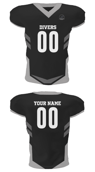 Football Jersey, Divers, Football, Teamtime, Team time, sublimation, custom sports apparel, team uniforms, spirit wear, spiritwear, sports uniforms, custom shirts, team store, custom team store, fundraiser sports, apparel fundraiser