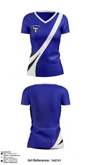 Women's Short Sleeve Vneck Shirt, Trona Joint Unified High School, Spirit Store, Teamtime, Team time, sublimation, custom sports apparel, team uniforms, spirit wear, spiritwear, sports uniforms, custom shirts, team store, custom team store, fundraiser sports, apparel fundraiser