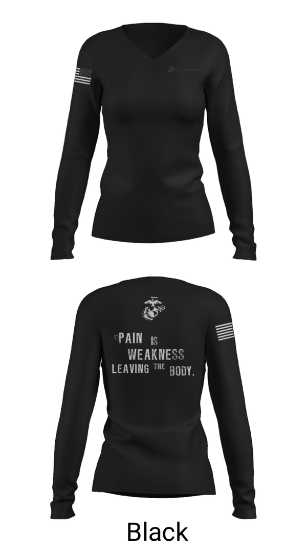 Women's Long Sleeve Vneck Shirt, , Marines, Teamtime, Team time, sublimation, custom sports apparel, team uniforms, spirit wear, spiritwear, sports uniforms, custom shirts, team store, custom team store, fundraiser sports, apparel fundraiser