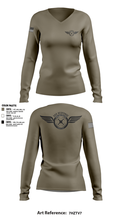 CCPD UAS Response Unit 5071310 Women's Long Sleeve V-neck Shirt - 1
