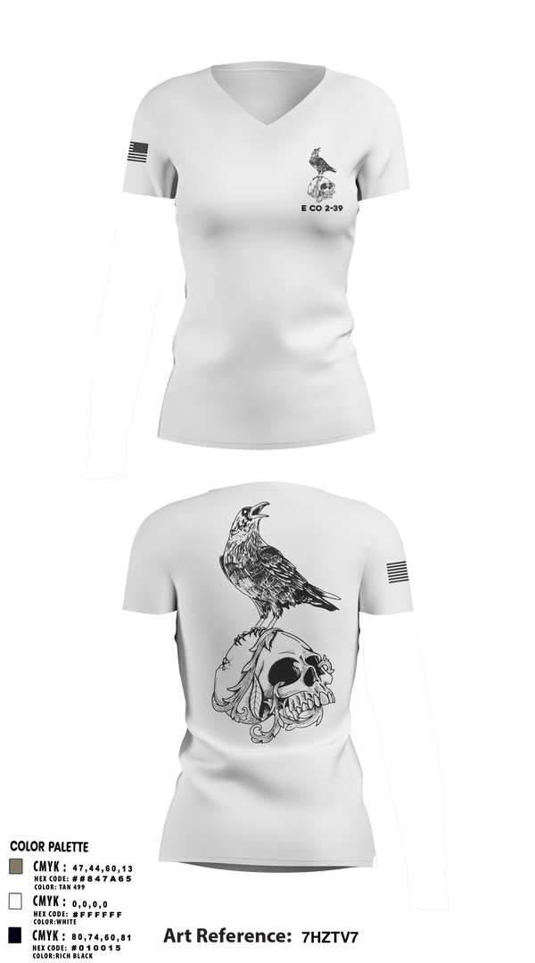 Women's Short Sleeve Vneck Shirt, E CO 2-39, Army, Teamtime, Team time, sublimation, custom sports apparel, team uniforms, spirit wear, spiritwear, sports uniforms, custom shirts, team store, custom team store, fundraiser sports, apparel fundraiser