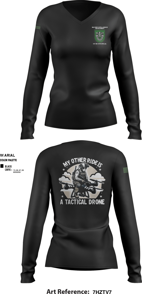 Women's Long Sleeve Vneck Shirt, MID 1-10 SFG (A), Army, Teamtime, Team time, sublimation, custom sports apparel, team uniforms, spirit wear, spiritwear, sports uniforms, custom shirts, team store, custom team store, fundraiser sports, apparel fundraiser