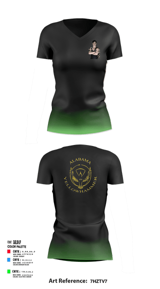 Women's Short Sleeve Vneck Shirt, Alabama Yellowhammer Camp579, , Teamtime, Team time, sublimation, custom sports apparel, team uniforms, spirit wear, spiritwear, sports uniforms, custom shirts, team store, custom team store, fundraiser sports, apparel fundraiser