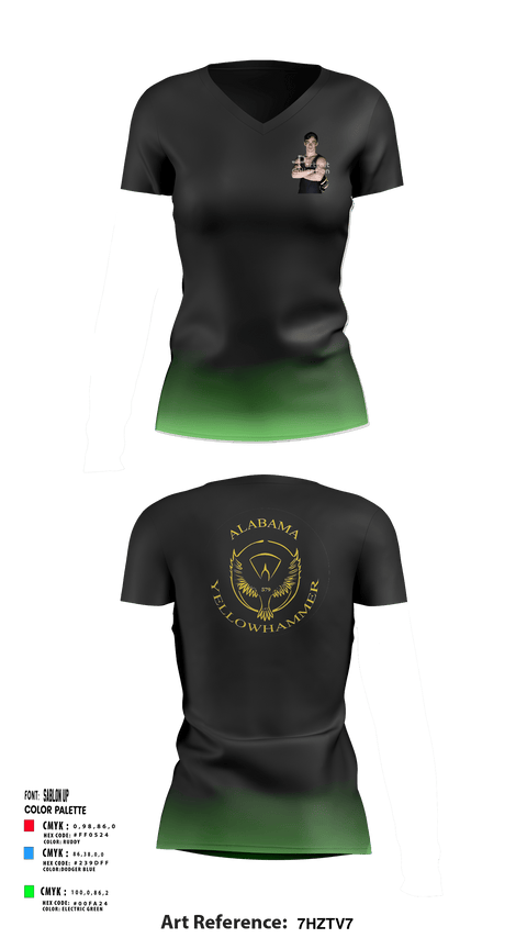 Women's Short Sleeve Vneck Shirt, Alabama Yellowhammer Camp579, , Teamtime, Team time, sublimation, custom sports apparel, team uniforms, spirit wear, spiritwear, sports uniforms, custom shirts, team store, custom team store, fundraiser sports, apparel fundraiser