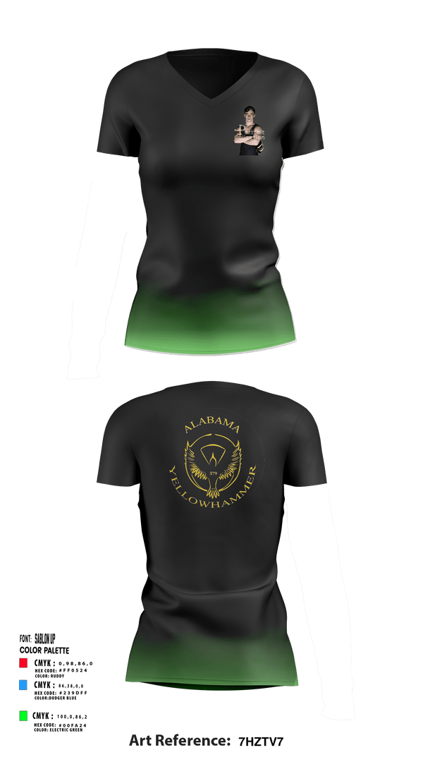 Women's Short Sleeve Vneck Shirt, Alabama Yellowhammer Camp579, , Teamtime, Team time, sublimation, custom sports apparel, team uniforms, spirit wear, spiritwear, sports uniforms, custom shirts, team store, custom team store, fundraiser sports, apparel fundraiser