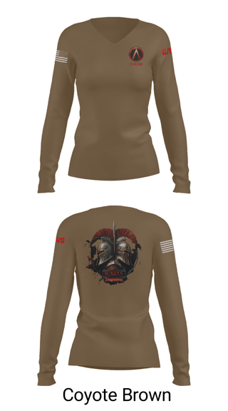 Women's Long Sleeve Vneck Shirt, , Army, Teamtime, Team time, sublimation, custom sports apparel, team uniforms, spirit wear, spiritwear, sports uniforms, custom shirts, team store, custom team store, fundraiser sports, apparel fundraiser