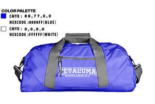 Duffle Bag, Petaluma High School Cross Country, Cross Country, Teamtime, Team time, sublimation, custom sports apparel, team uniforms, spirit wear, spiritwear, sports uniforms, custom shirts, team store, custom team store, fundraiser sports, apparel fundraiser