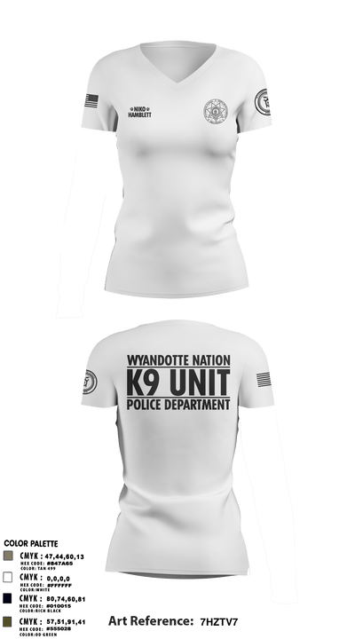 K9 Unit 27578074 Women's Short Sleeve V-neck Shirt - 8