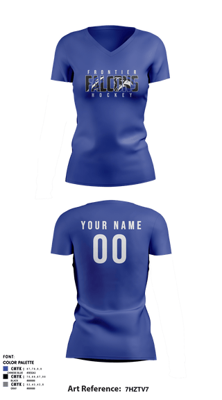 Women's Short Sleeve Vneck Shirt, Frontier Central Hockey, Hockey, Teamtime, Team time, sublimation, custom sports apparel, team uniforms, spirit wear, spiritwear, sports uniforms, custom shirts, team store, custom team store, fundraiser sports, apparel fundraiser