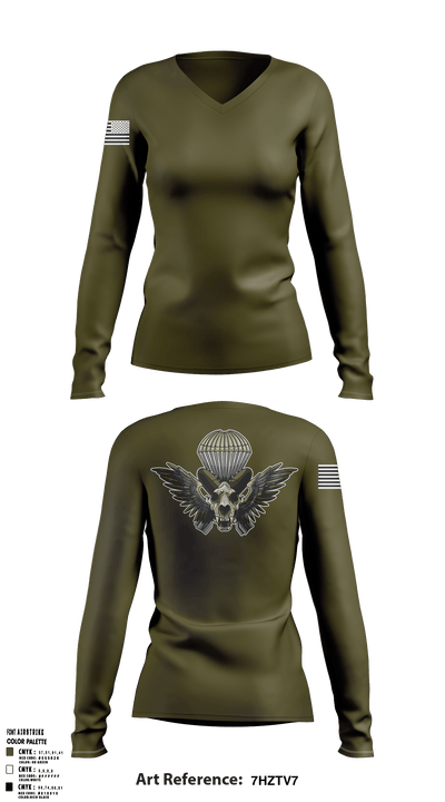 HHC Mortars, 2-505 PIR 68912099 Women's Long Sleeve V-neck Shirt - 47