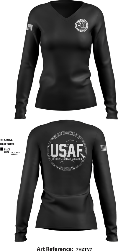 611 CES 65338274 Women's Long Sleeve V-neck Shirt - 6