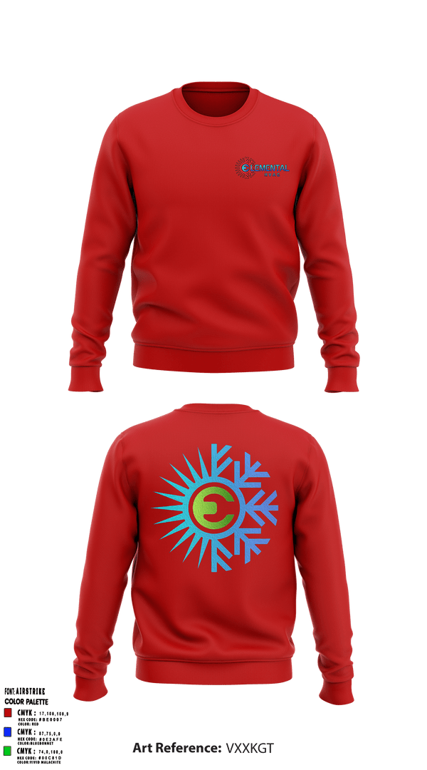 Crew Neck Sweatshirt, Elemental HVAC, , Teamtime, Team time, sublimation, custom sports apparel, team uniforms, spirit wear, spiritwear, sports uniforms, custom shirts, team store, custom team store, fundraiser sports, apparel fundraiser
