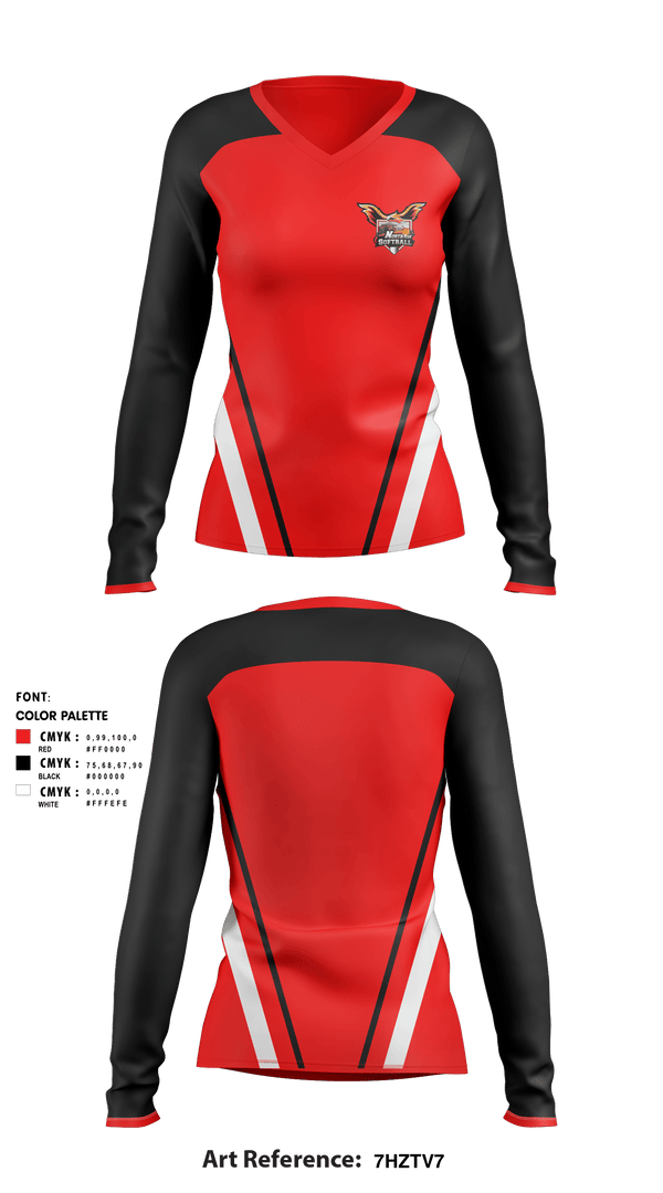 Women's Long Sleeve Vneck Shirt, North Side High School Softball, Softball, Teamtime, Team time, sublimation, custom sports apparel, team uniforms, spirit wear, spiritwear, sports uniforms, custom shirts, team store, custom team store, fundraiser sports, apparel fundraiser