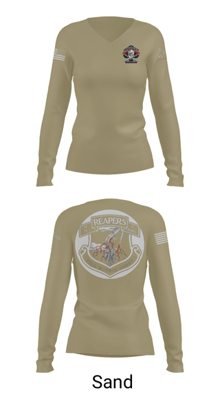 Women's Long Sleeve Vneck Shirt, , Army, Teamtime, Team time, sublimation, custom sports apparel, team uniforms, spirit wear, spiritwear, sports uniforms, custom shirts, team store, custom team store, fundraiser sports, apparel fundraiser