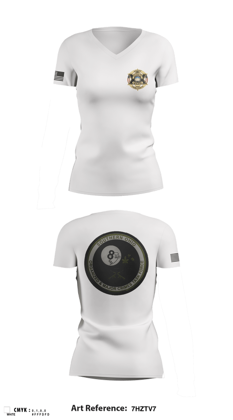Women's Short Sleeve Vneck Shirt, Southern Ohio Organized and Major Crimes Task Force, Police, Teamtime, Team time, sublimation, custom sports apparel, team uniforms, spirit wear, spiritwear, sports uniforms, custom shirts, team store, custom team store, fundraiser sports, apparel fundraiser