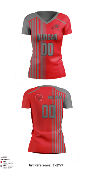 Women's Short Sleeve Vneck Shirt, Duncan High School Volleyball, Women's Volleyball, Teamtime, Team time, sublimation, custom sports apparel, team uniforms, spirit wear, spiritwear, sports uniforms, custom shirts, team store, custom team store, fundraiser sports, apparel fundraiser