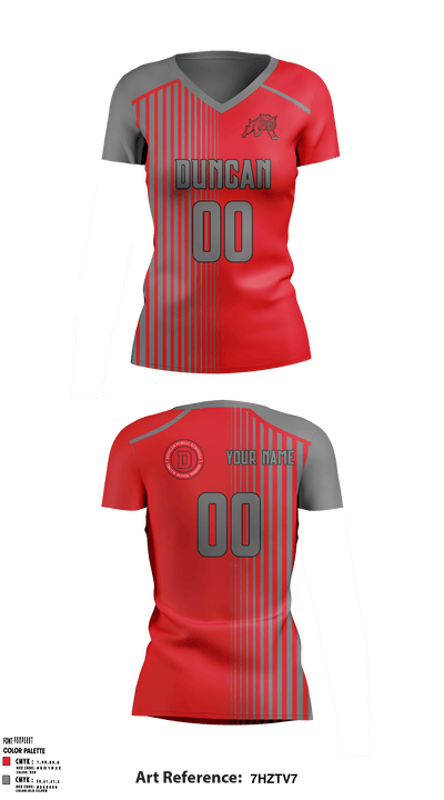 Duncan High School Volleyball 51201013 Women's Short Sleeve V-neck Shirt - 2