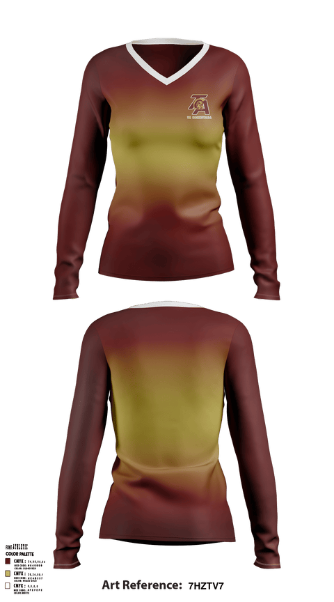 Women's Long Sleeve Vneck Shirt, Thornton Academy, Spirit Store, Teamtime, Team time, sublimation, custom sports apparel, team uniforms, spirit wear, spiritwear, sports uniforms, custom shirts, team store, custom team store, fundraiser sports, apparel fundraiser