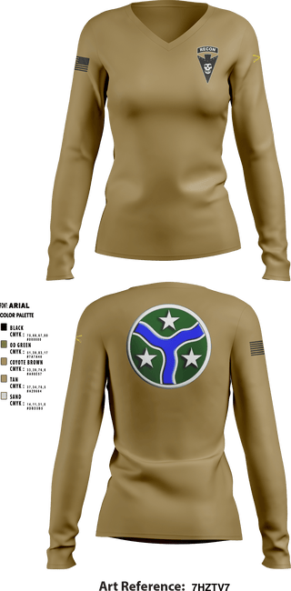 Women's Long Sleeve Vneck Shirt, , Army, Teamtime, Team time, sublimation, custom sports apparel, team uniforms, spirit wear, spiritwear, sports uniforms, custom shirts, team store, custom team store, fundraiser sports, apparel fundraiser