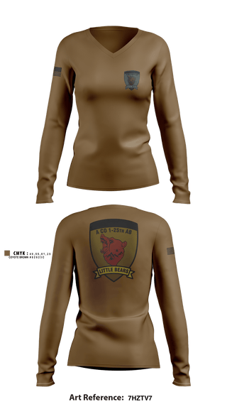 Women's Long Sleeve Vneck Shirt, A Co. 1-25 AB, Army, Teamtime, Team time, sublimation, custom sports apparel, team uniforms, spirit wear, spiritwear, sports uniforms, custom shirts, team store, custom team store, fundraiser sports, apparel fundraiser