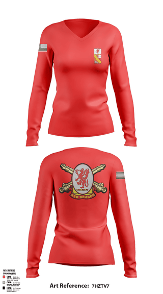 Women's Long Sleeve Vneck Shirt, 3/13th Field Artillery Battalion, Army, Teamtime, Team time, sublimation, custom sports apparel, team uniforms, spirit wear, spiritwear, sports uniforms, custom shirts, team store, custom team store, fundraiser sports, apparel fundraiser