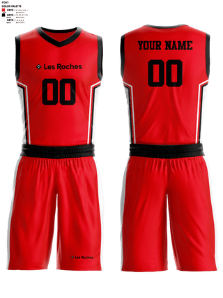 Basketball Uniform, LesRoches, Men's Basketball, Teamtime, Team time, sublimation, custom sports apparel, team uniforms, spirit wear, spiritwear, sports uniforms, custom shirts, team store, custom team store, fundraiser sports, apparel fundraiser