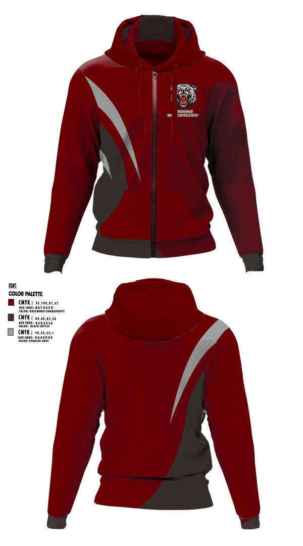 Zip Hoodie, BRUINS, Wrestling, Teamtime, Team time, sublimation, custom sports apparel, team uniforms, spirit wear, spiritwear, sports uniforms, custom shirts, team store, custom team store, fundraiser sports, apparel fundraiser