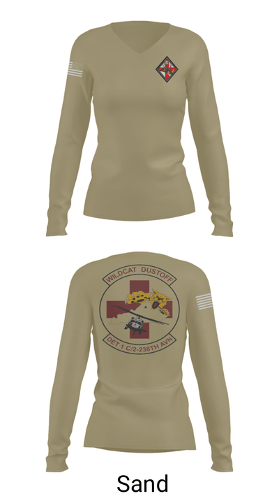 Detachment 1, Charlie Company 2/238th AVN 78887623 Women's Long Sleeve V-neck Shirt - 41