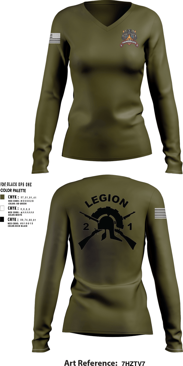 Women's Long Sleeve Vneck Shirt, 2-1 IN, Army, Teamtime, Team time, sublimation, custom sports apparel, team uniforms, spirit wear, spiritwear, sports uniforms, custom shirts, team store, custom team store, fundraiser sports, apparel fundraiser