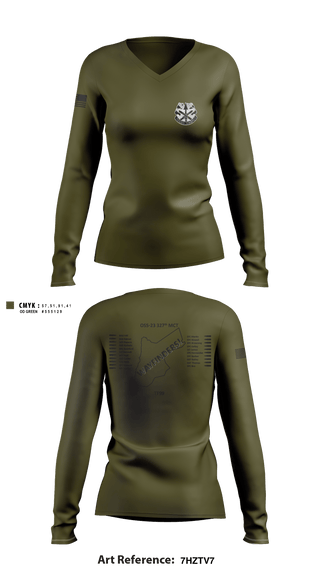 Women's Long Sleeve Vneck Shirt, , Army, Teamtime, Team time, sublimation, custom sports apparel, team uniforms, spirit wear, spiritwear, sports uniforms, custom shirts, team store, custom team store, fundraiser sports, apparel fundraiser