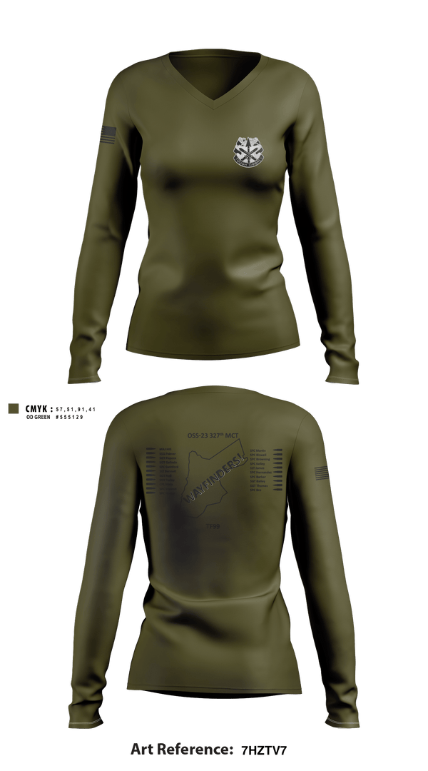Women's Long Sleeve Vneck Shirt, , Army, Teamtime, Team time, sublimation, custom sports apparel, team uniforms, spirit wear, spiritwear, sports uniforms, custom shirts, team store, custom team store, fundraiser sports, apparel fundraiser