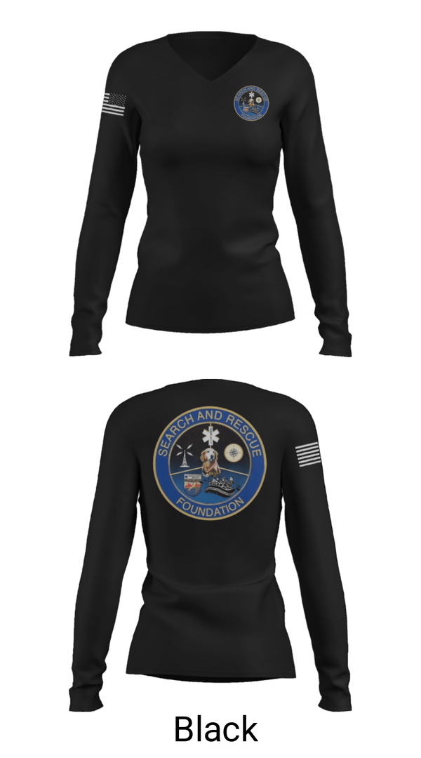 Women's Long Sleeve Vneck Shirt, Search & Rescue Foundation, , Teamtime, Team time, sublimation, custom sports apparel, team uniforms, spirit wear, spiritwear, sports uniforms, custom shirts, team store, custom team store, fundraiser sports, apparel fundraiser