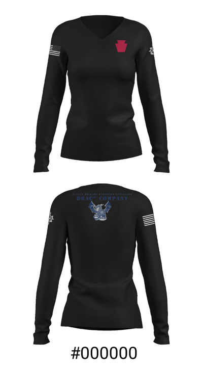 D Co 103rd BEB 81673350 Women's Long Sleeve V-neck Shirt - 39