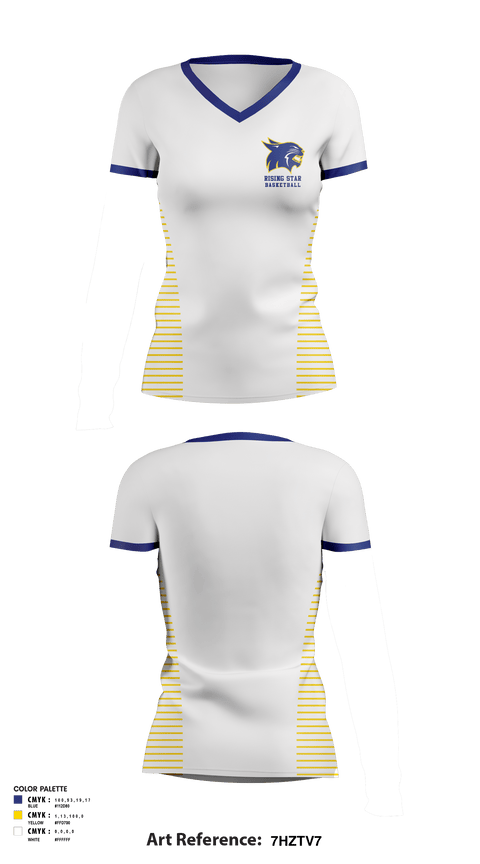 Women's Short Sleeve Vneck Shirt, Rising Star High School Basketball, Women's Basketball, Teamtime, Team time, sublimation, custom sports apparel, team uniforms, spirit wear, spiritwear, sports uniforms, custom shirts, team store, custom team store, fundraiser sports, apparel fundraiser