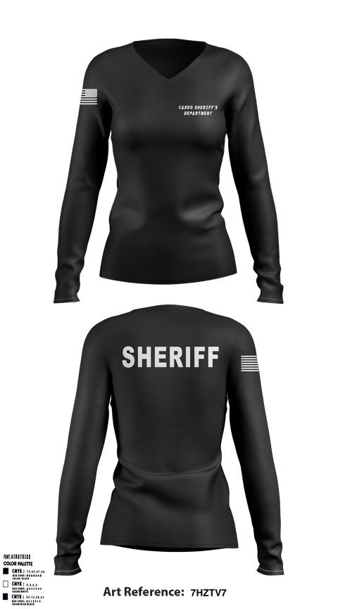 Women's Long Sleeve Vneck Shirt, Caddo Sheriff’s DepartmentSheriff, Police, Teamtime, Team time, sublimation, custom sports apparel, team uniforms, spirit wear, spiritwear, sports uniforms, custom shirts, team store, custom team store, fundraiser sports, apparel fundraiser
